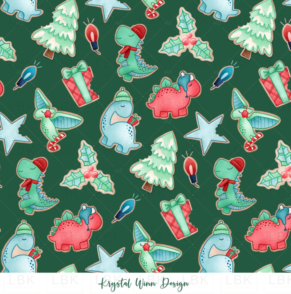 All I Want for Christmas Dinosaur Green