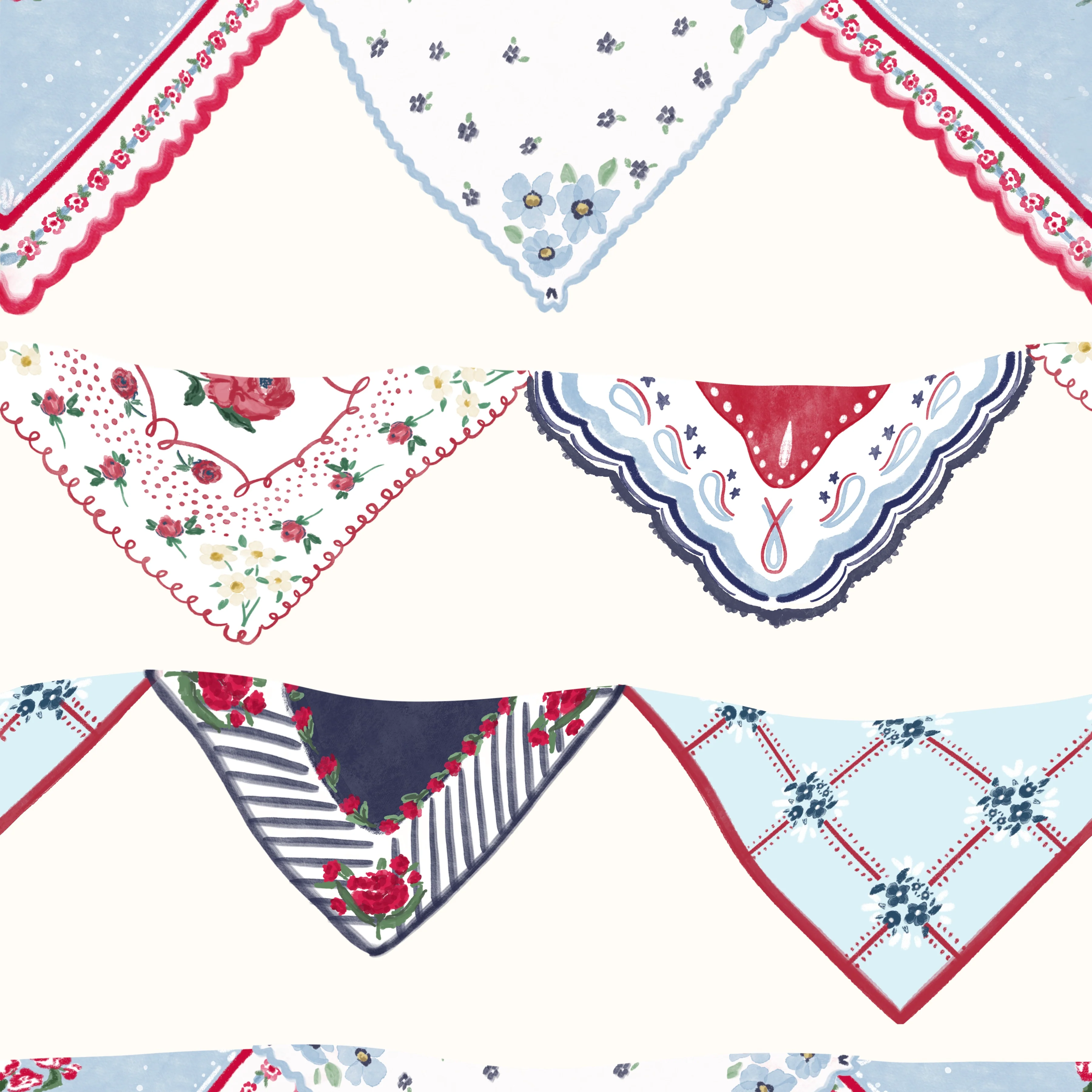 Americana Heirloom Hanky banner antique cream