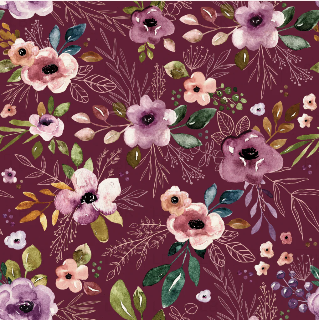 Autumn Amethyst Boho Floral Merlot