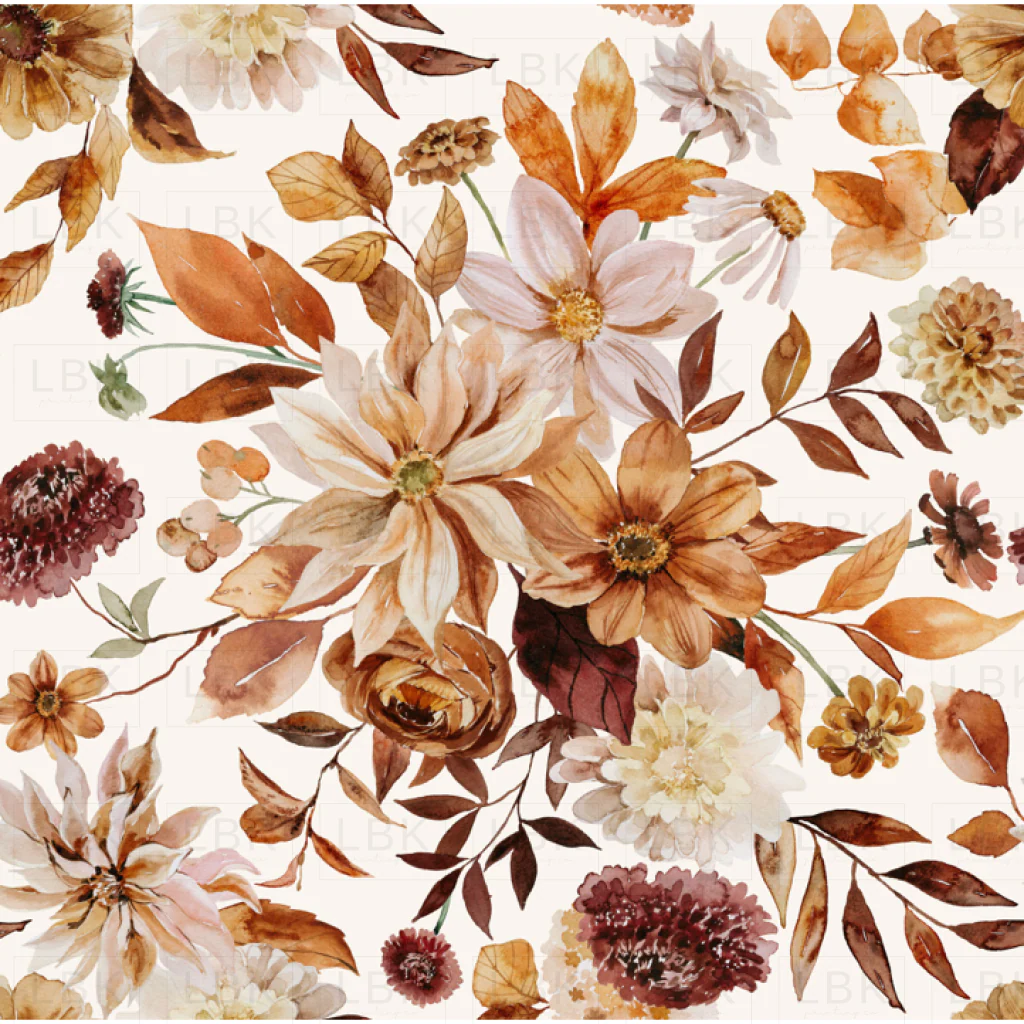 Autumn Spice Watercolor Florals on Bone