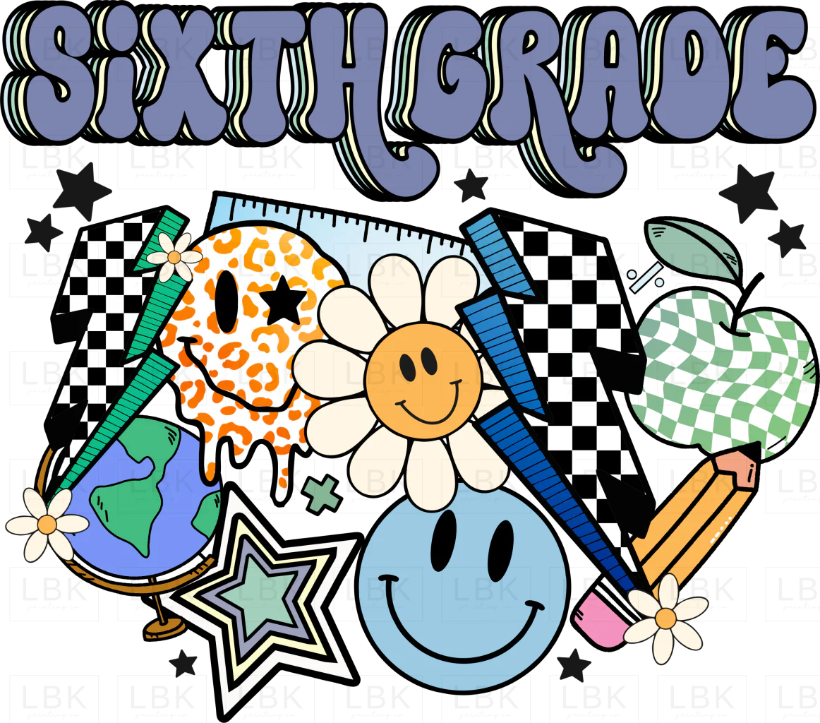 Blue Back to school - Sixth Grade- DTF