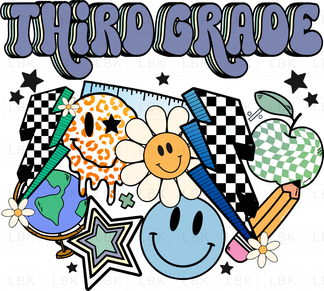 Blue Back to school - Third Grade- DTF