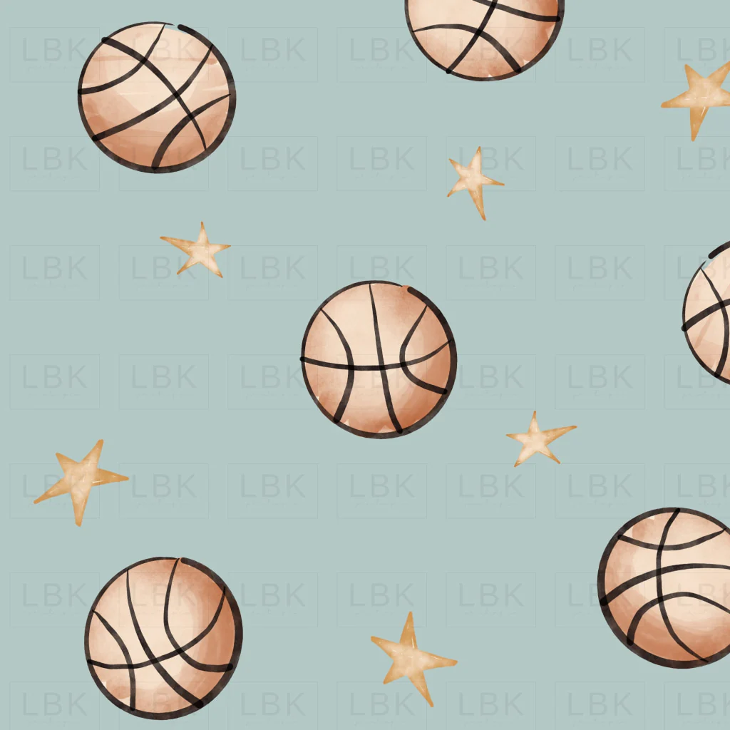 Basketball and Stars-Dusty Blue