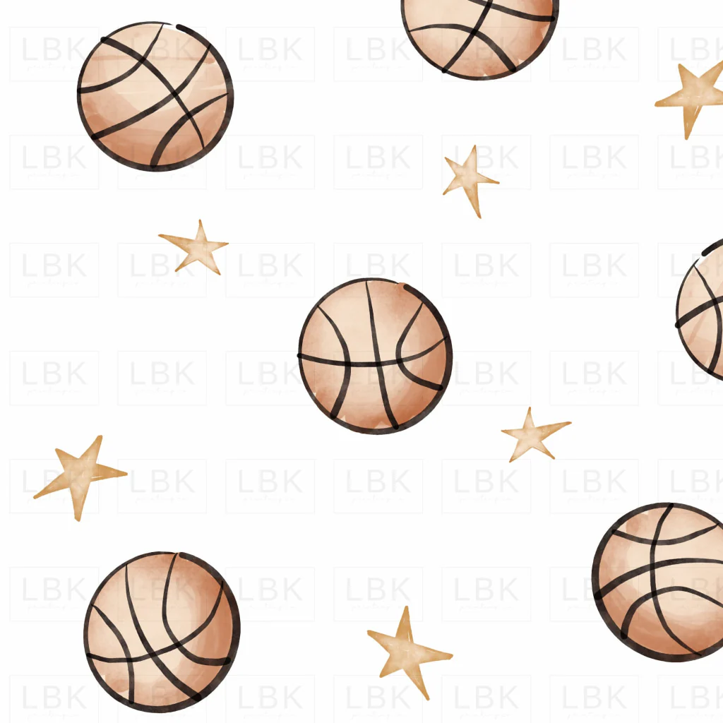 Basketball and Stars-White