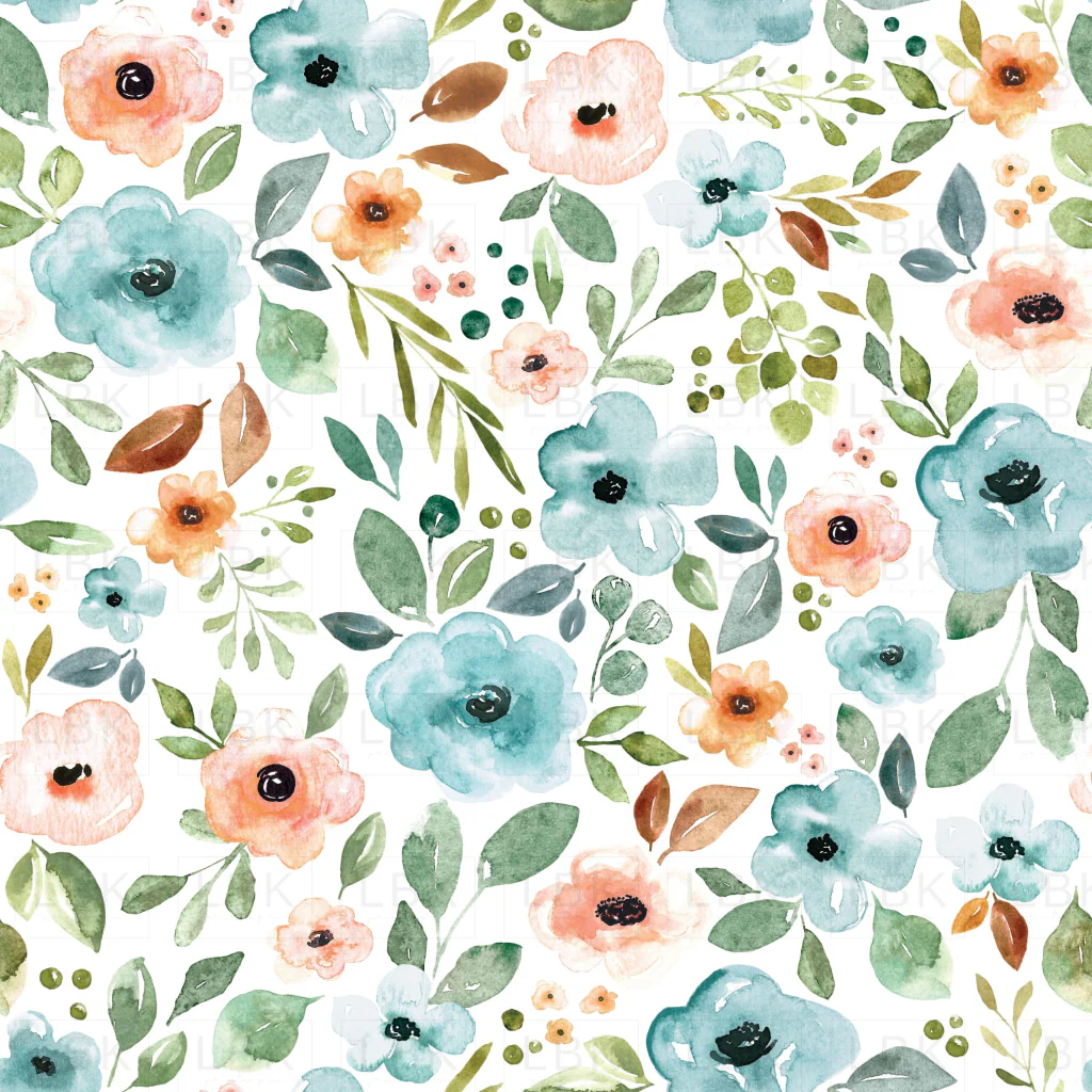 Blue and Pink Sunrise Floral