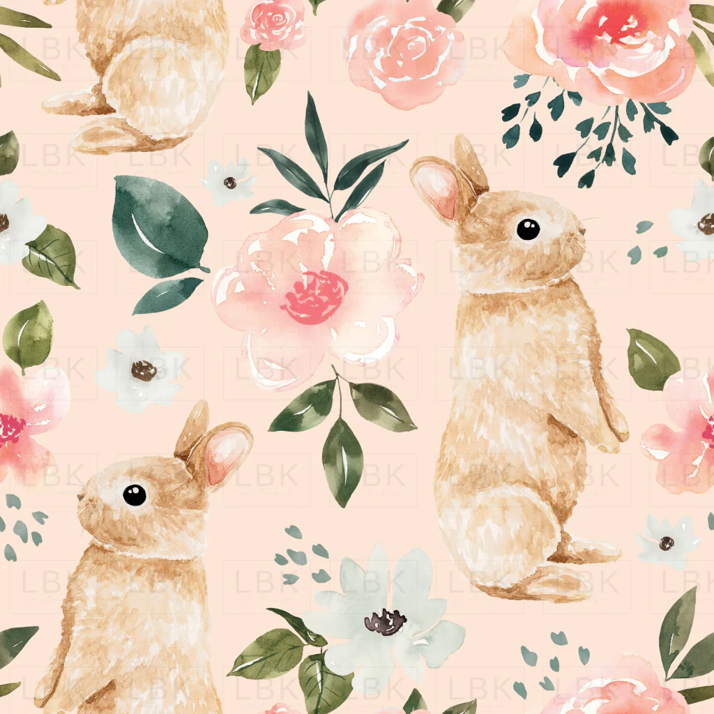 Blush Pink Vintage Spring Bunny Floral