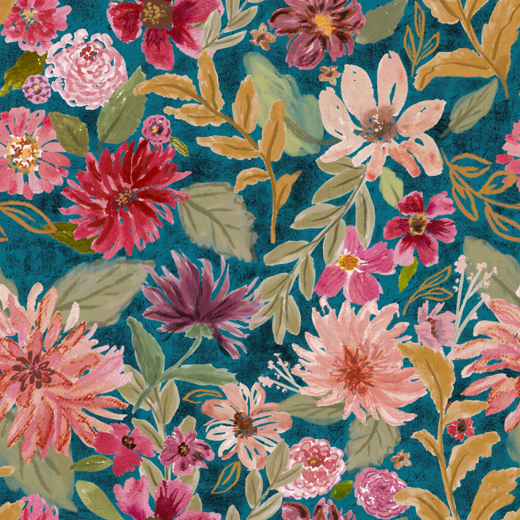 Boho blooms in turquoise