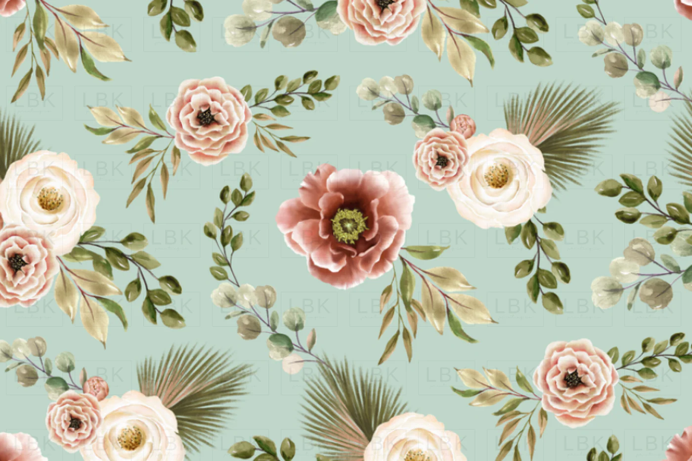 BOHO PINK FLORAL ON TEAL