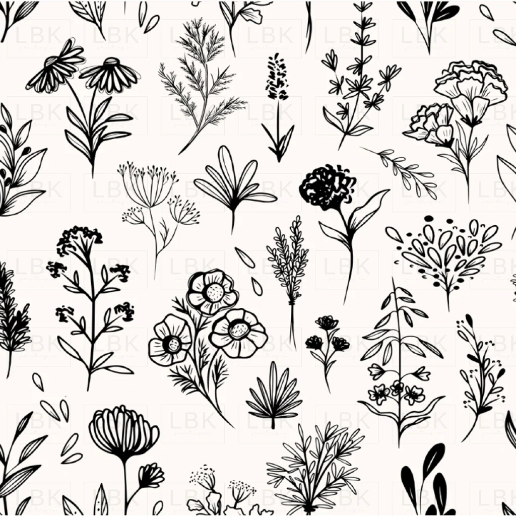 Botanical Nature Flowers Black