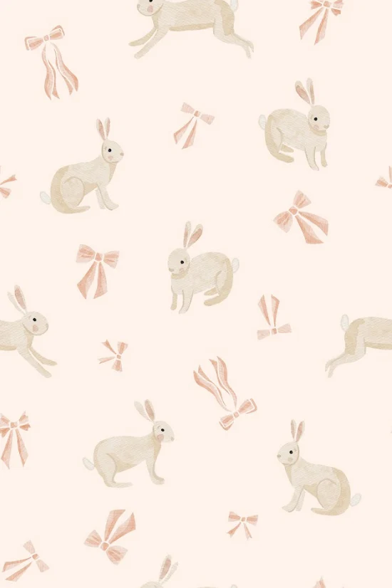 Bunnies and bows - pink on blush