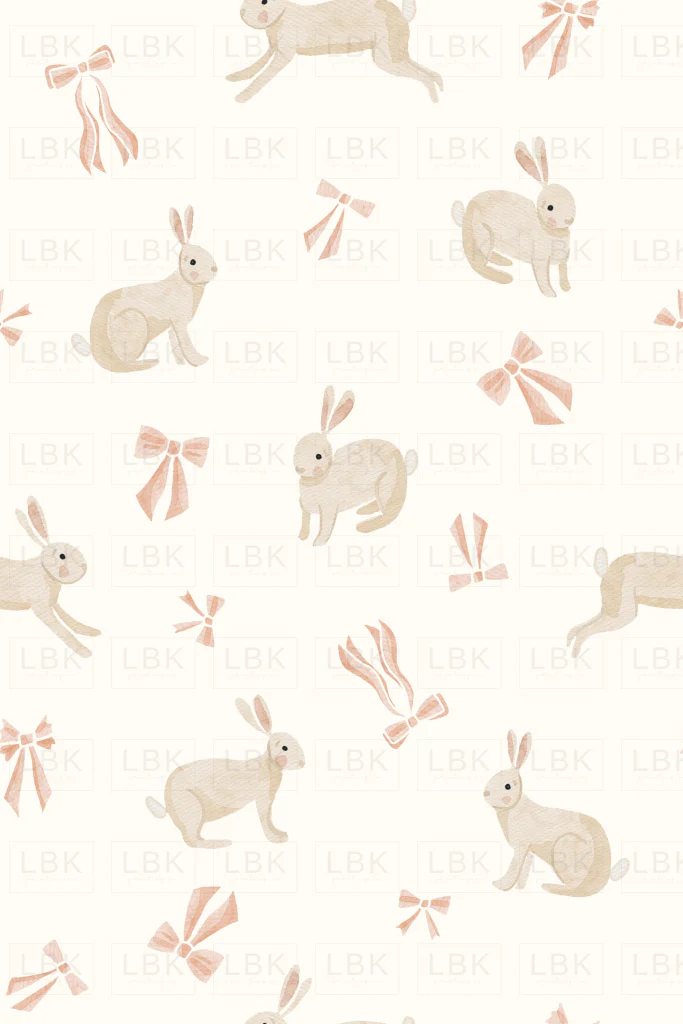 Bunnies and bows -pink on cream