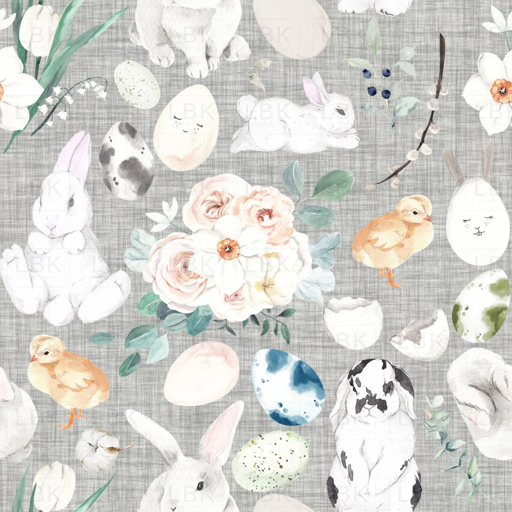 Bunny Trail on Silver Linen