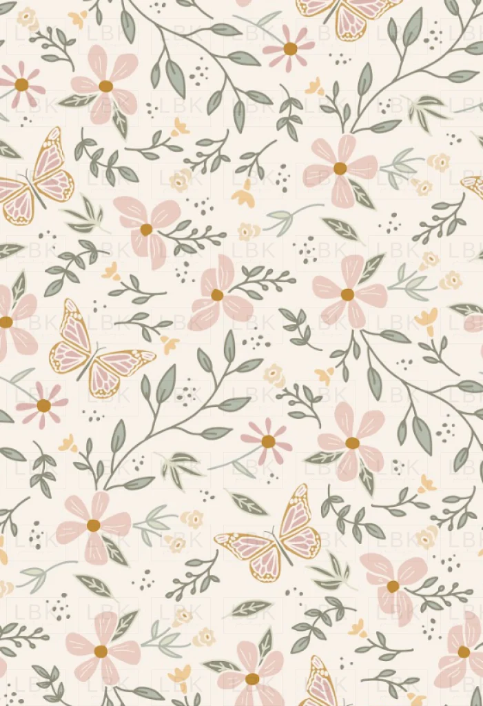 Butterfly Garden Floral Muted_ cream mauve sage