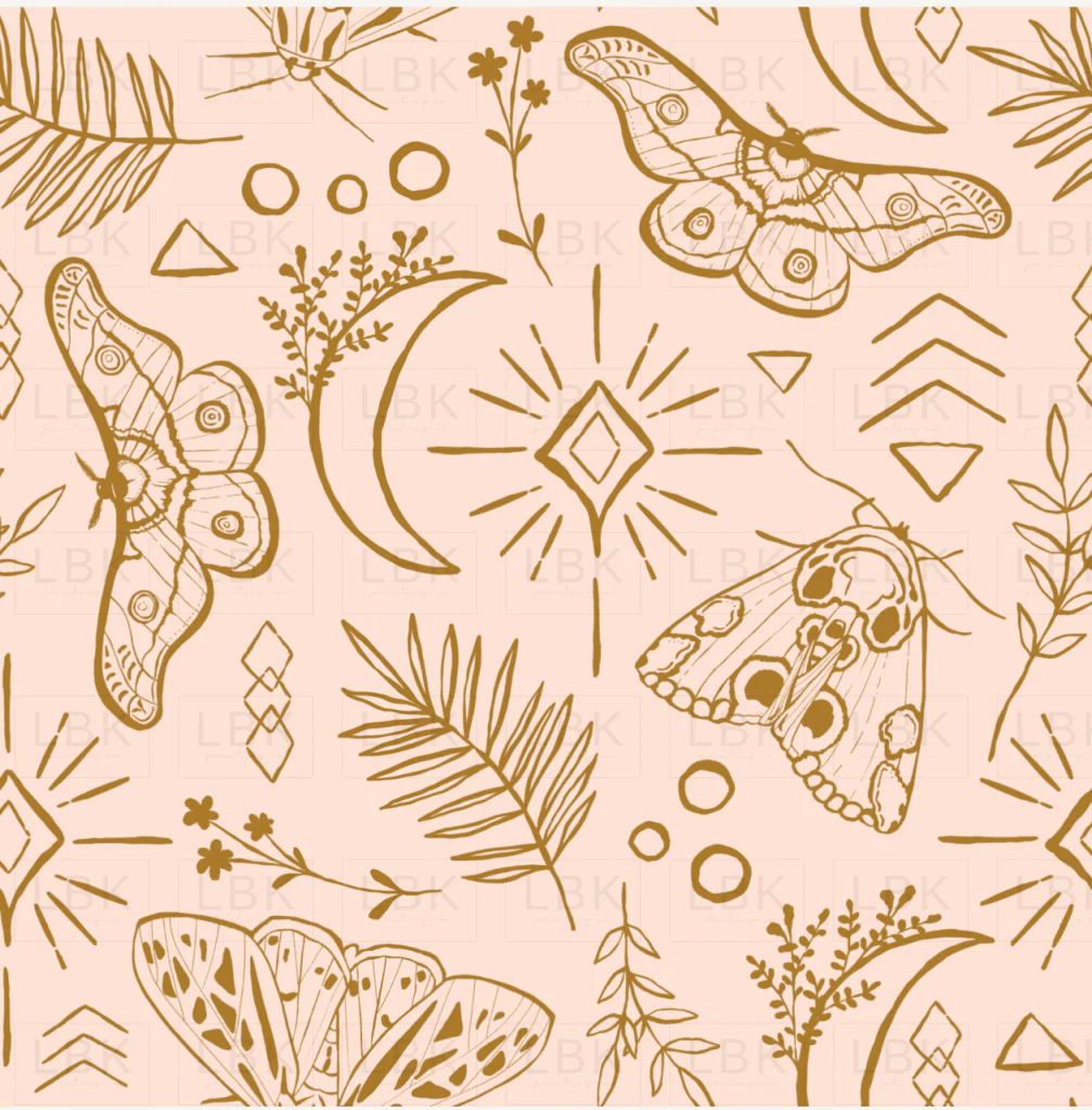 Celestial Moths Pink Gold