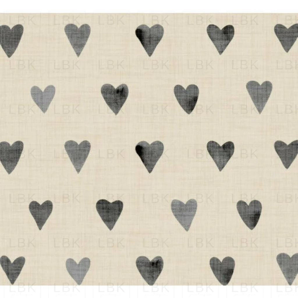 Charcoal hearts on bone linen