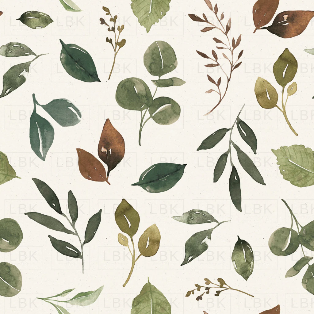 Charlotte Green and Brown Leaves on Textured Cream