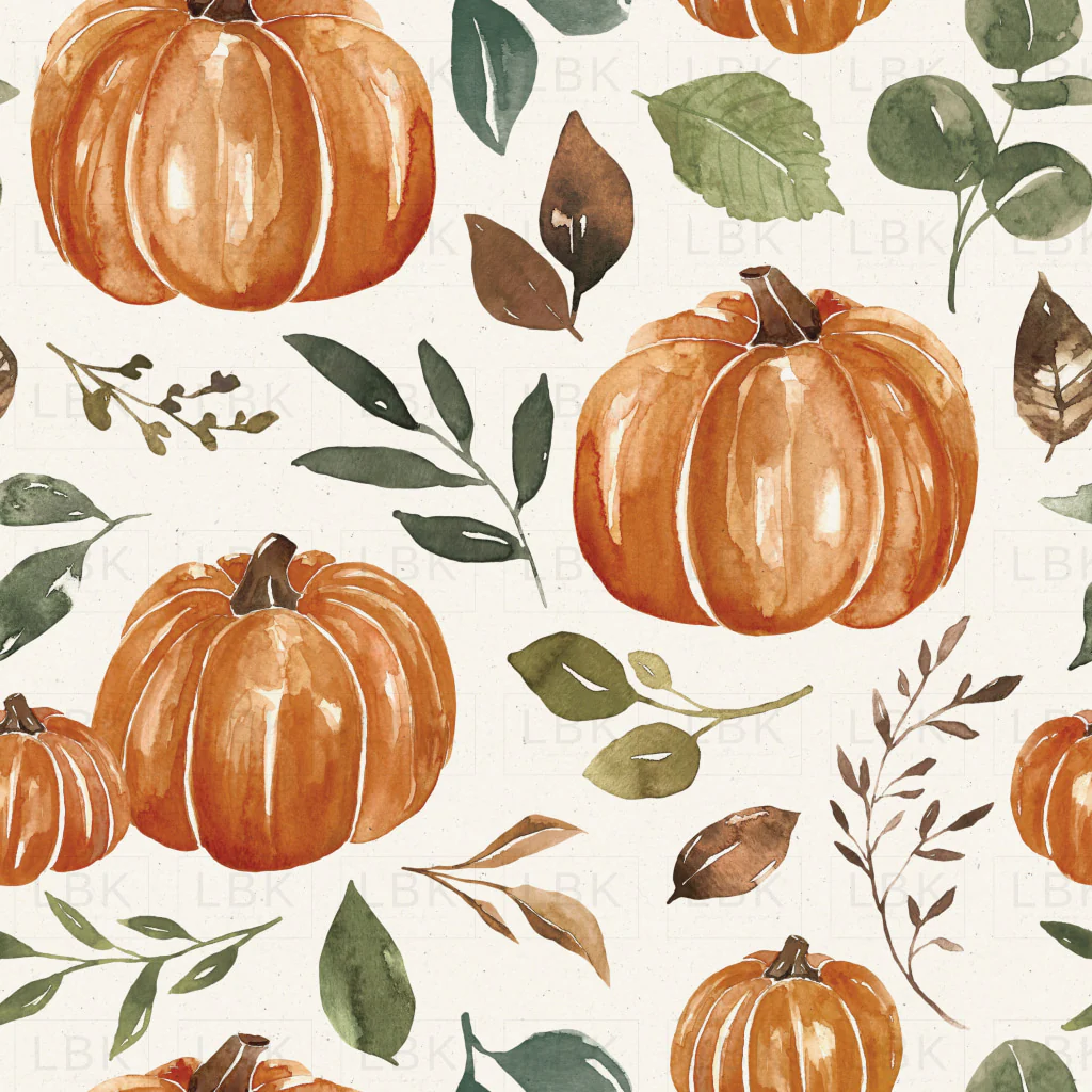 Charlotte Leaves and Pumpkins on Textured Cream