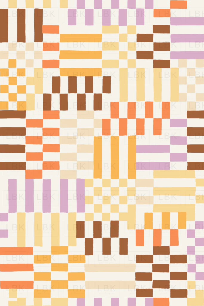 Checkery Checker Cocoa Brown, Lavender, Yellow, Tangerine