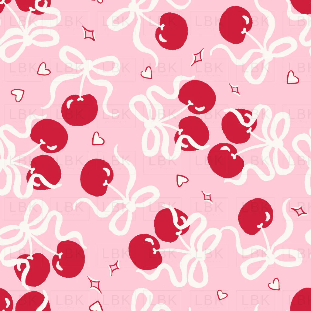 Cherries and Bows Tossed Pink