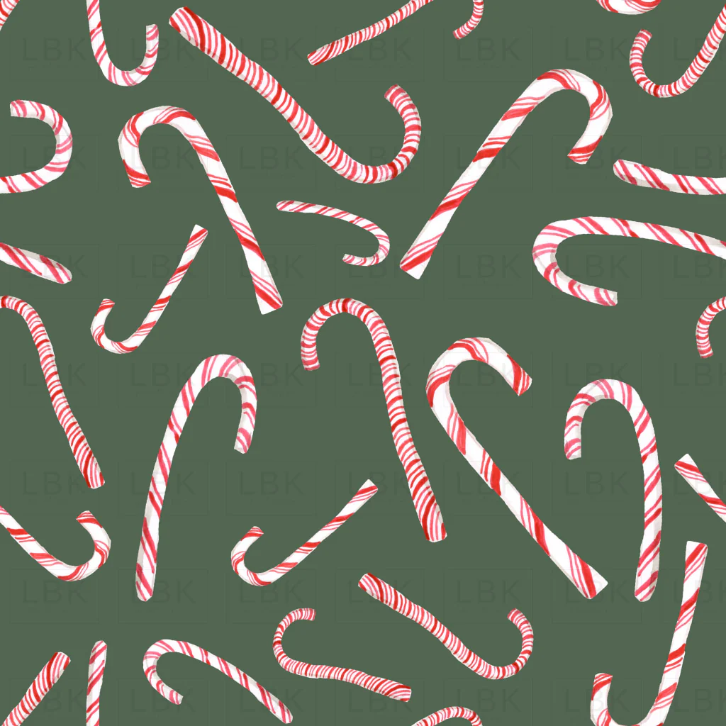 Christmas Candy Canes on Forest Olive