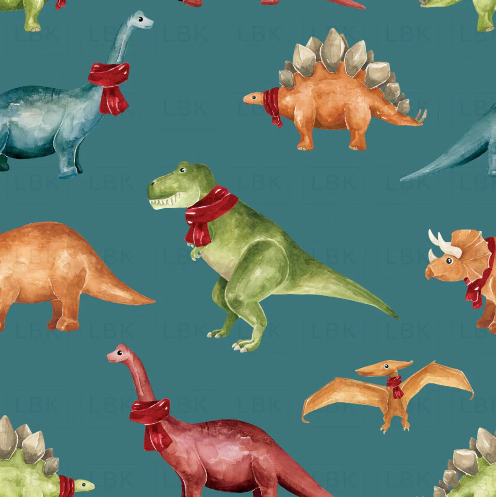 Christmas Dinos Winter Dinos Multicolor Blue