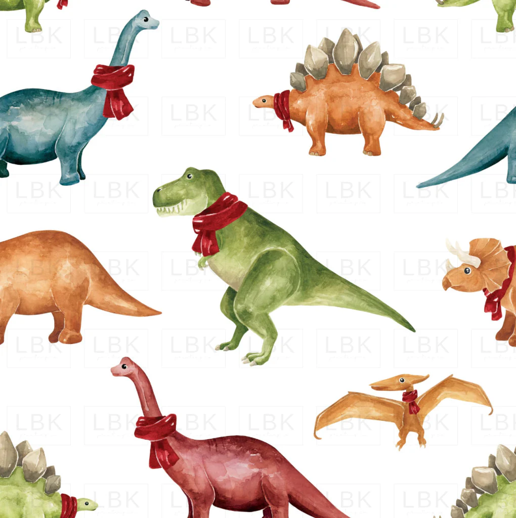 Christmas Dinos Winter Dinos Multicolor White