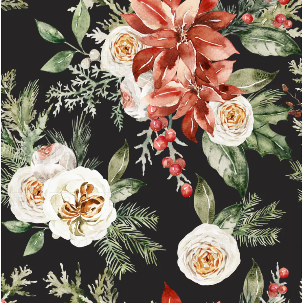 Christmas Flora on Vintage Black