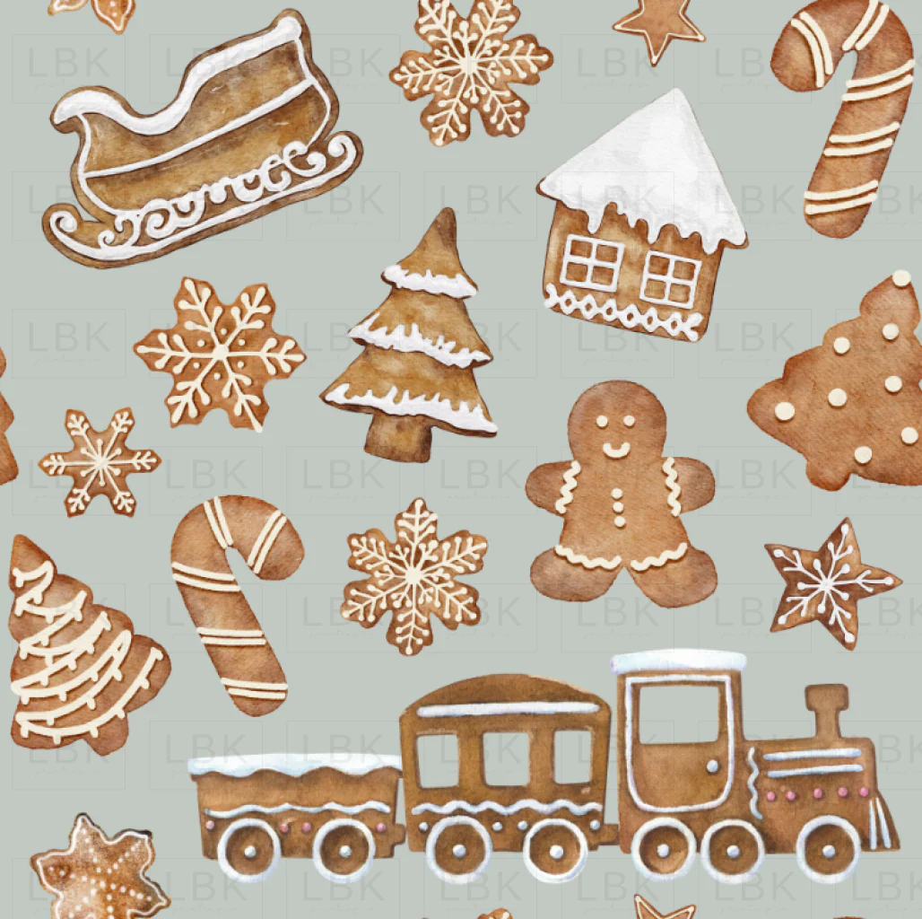 Christmas Gingerbread Cookies on Sage Gray