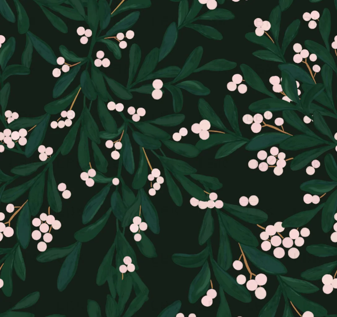 Christmas Mistletoe on Charcoal Black