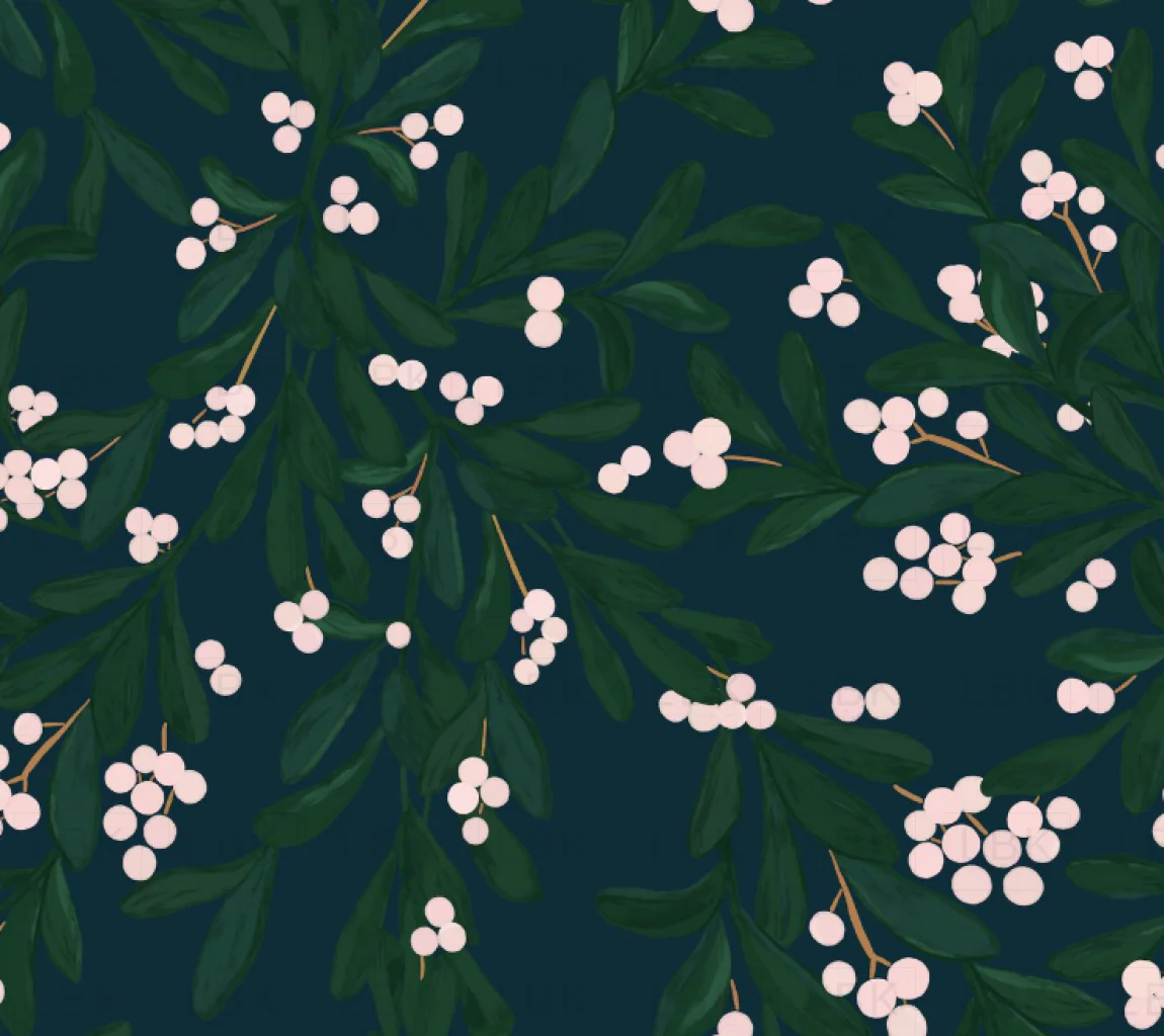 Christmas Mistletoe on Navy