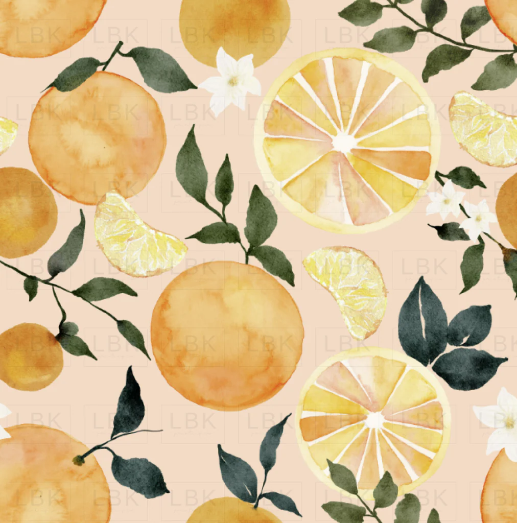 Citrus Oranges on Peachy Pink