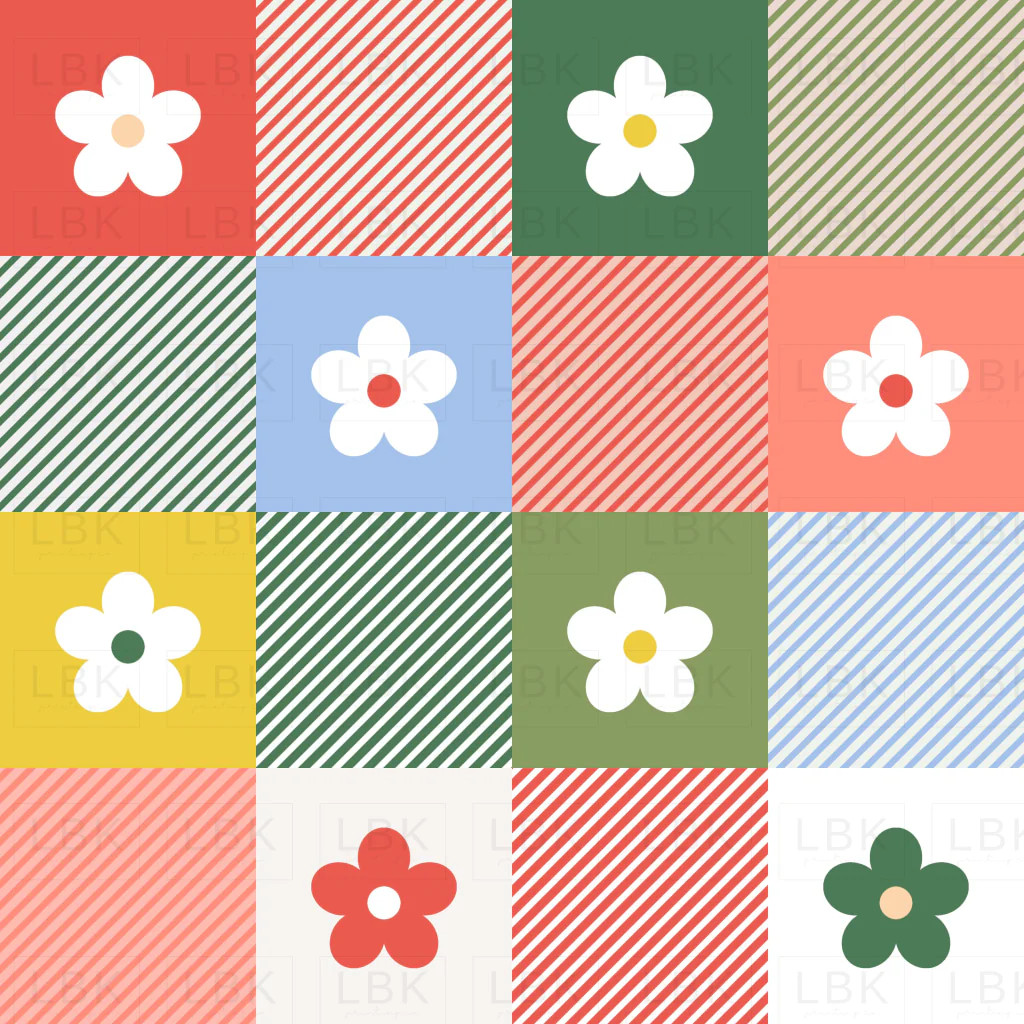 co ord squares diagonal christmas flowers