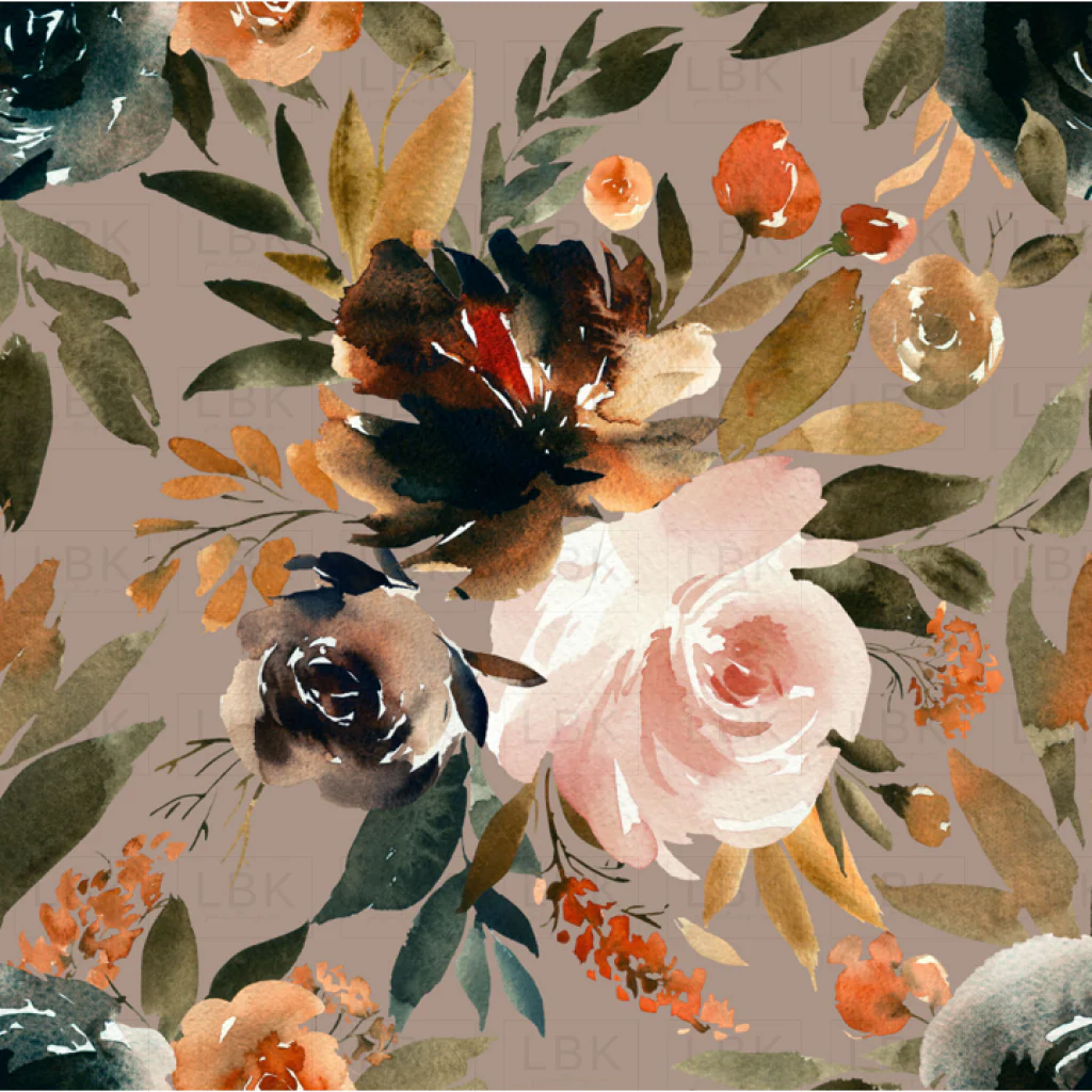 Coffee and Nude Florals on Soft Cocoa