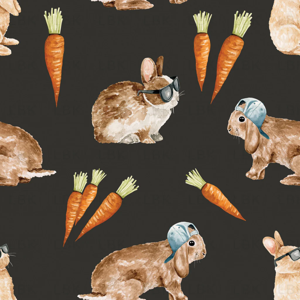 Cool Bunnies and Carrots on Black