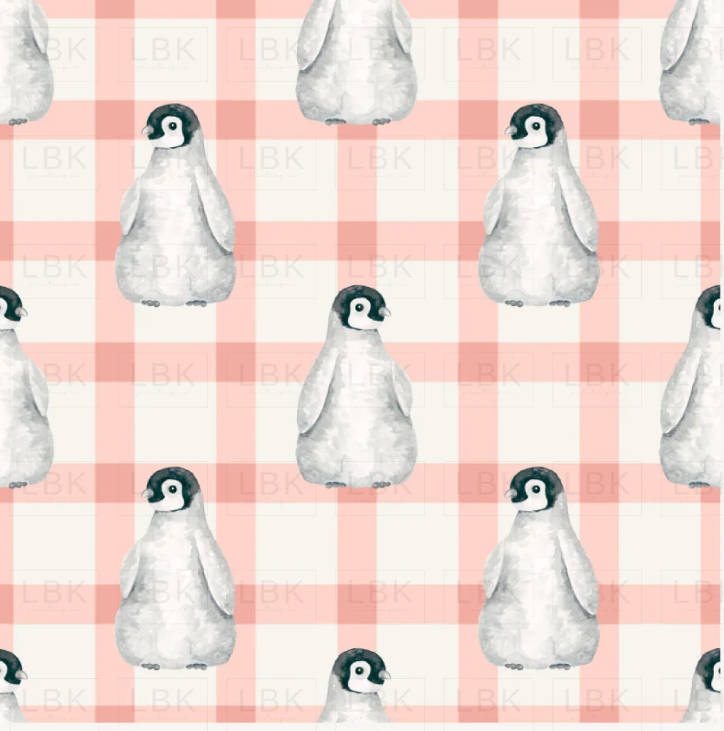 Forest and Frost Penquin Plaid Pink Cream