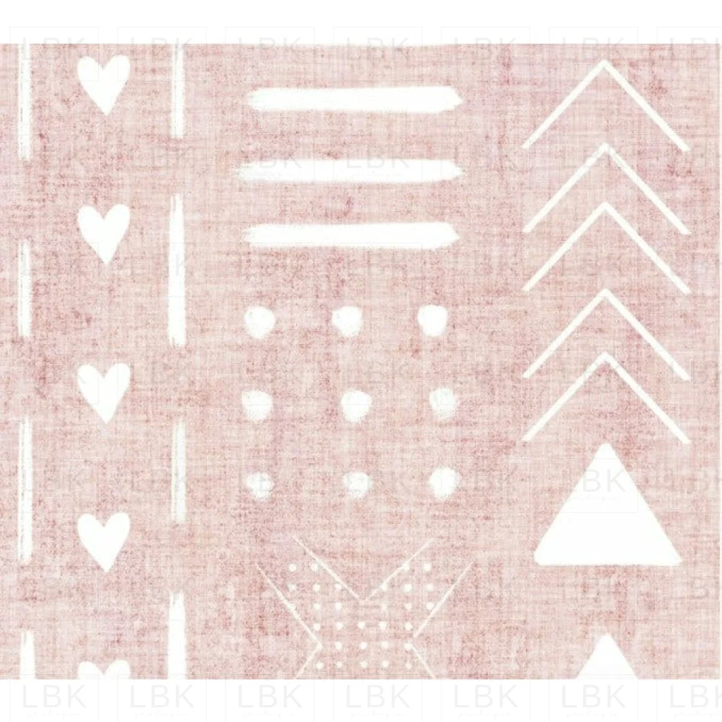 Mud Cloth and Hearts on Blush Washed Linen