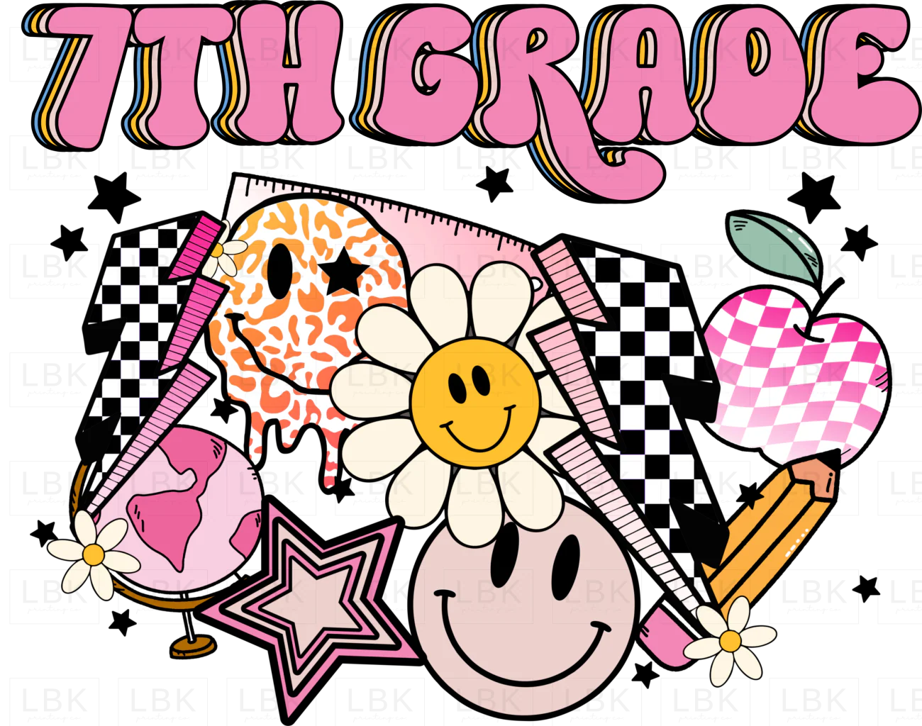 Pink Back to school - Seventh Grade- DTF
