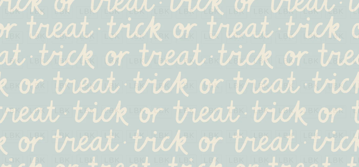 Trick or treat Halloween words in light blue