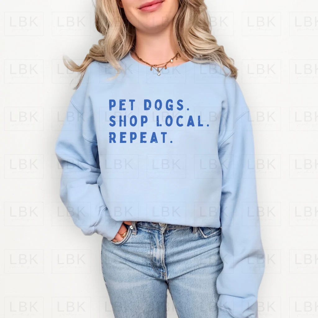 Blue Crewneck Sweater: Pet Dogs (adult sizes)