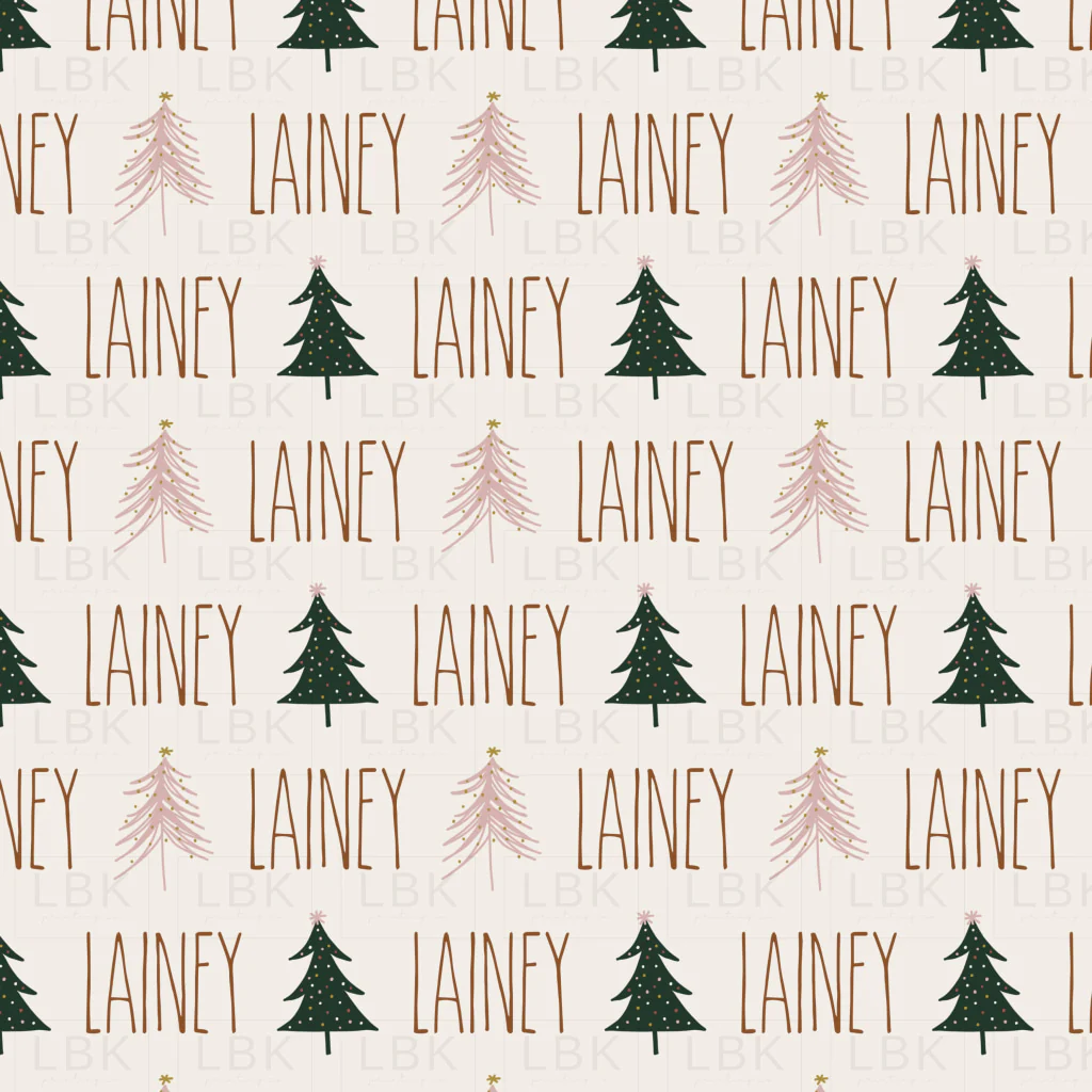Custom Name Light Pink Christmas Fabric