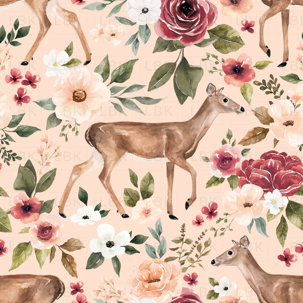 Deer Floral Pink