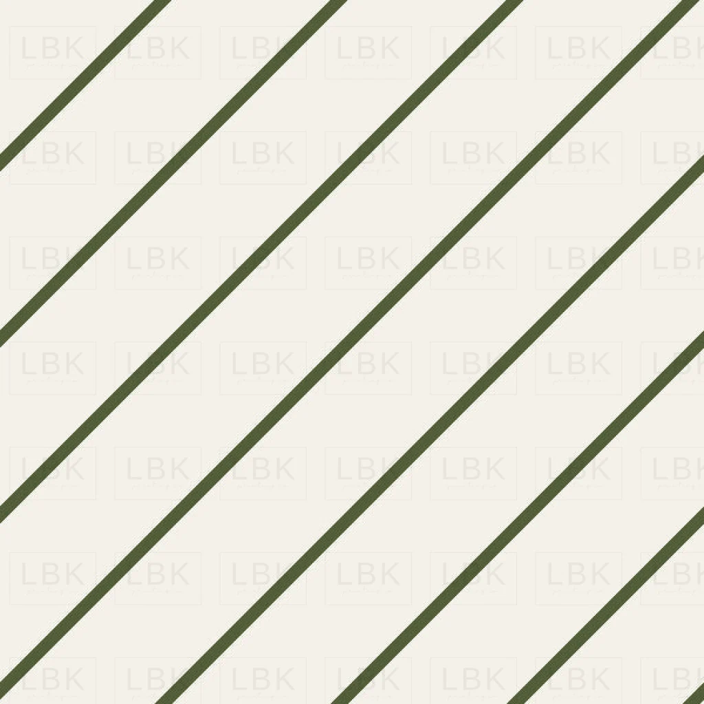 Diagonal Stripes Green on off white