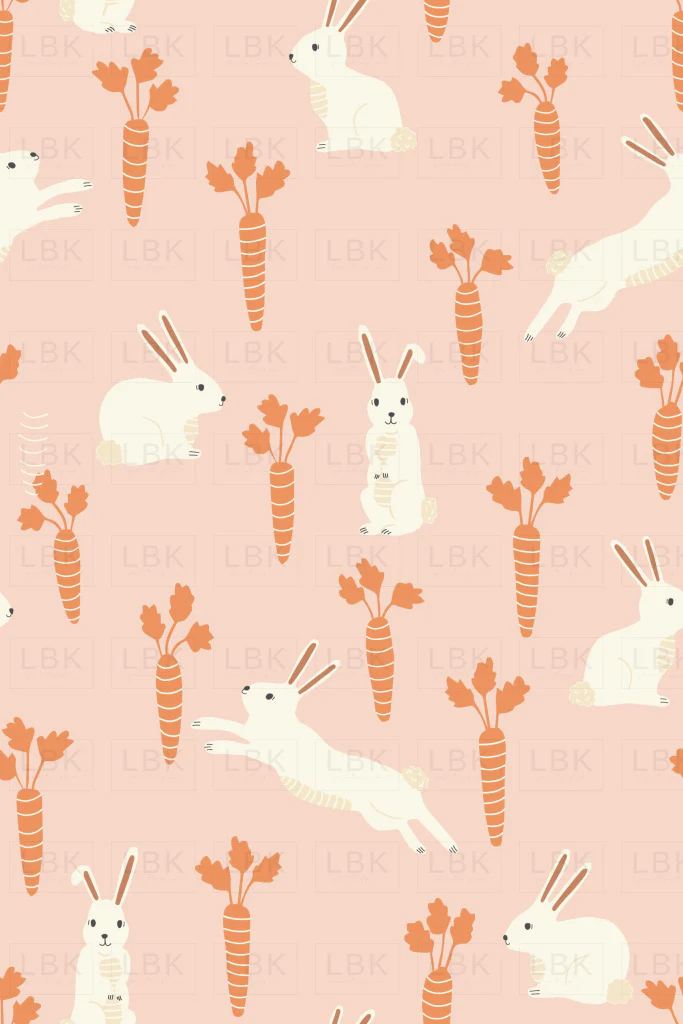 Easter Bunnies and Carrots in Pink and Papaya