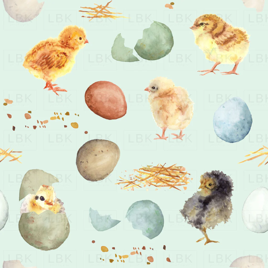 Easter Chicks on Hummingbird Blue