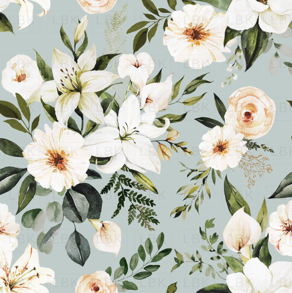 Easter Spring Lilies Floral on Powder Ash