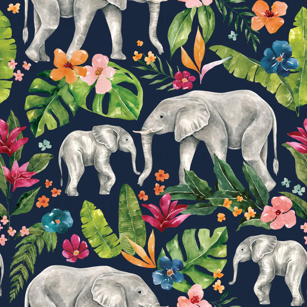 Elephant_Floral_NavyBlue
