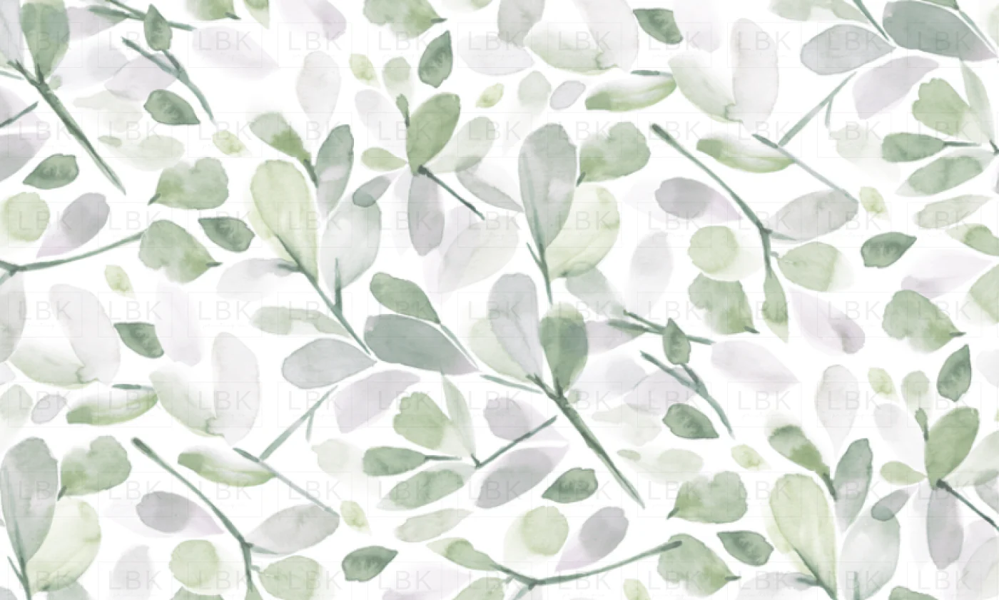 FADED WATERCOLOR LEAVES-SPRING GREEN