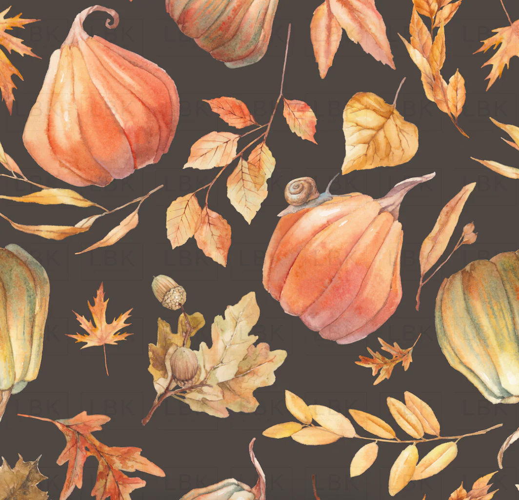 Fall Leaves and Pumpkins on Charcoal