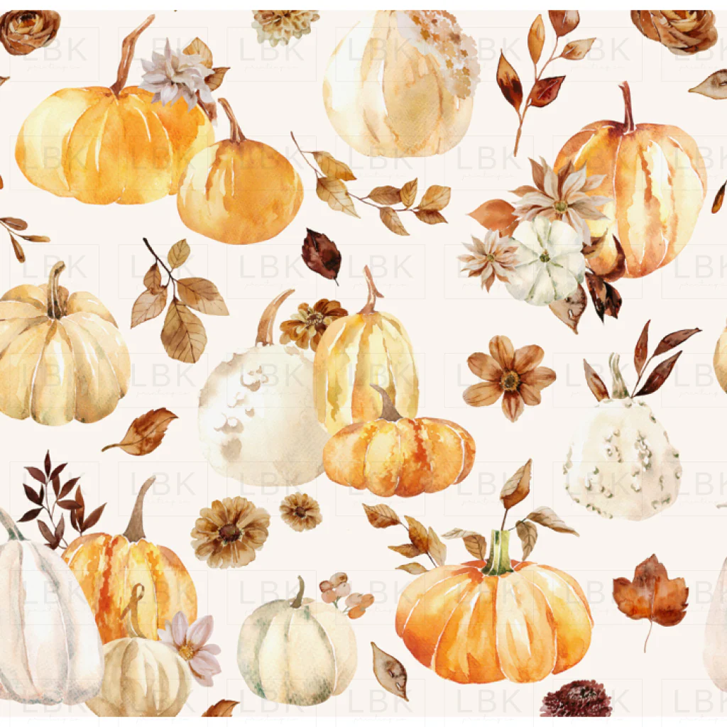 Fall Pumpkin Vintage Florals on Bone