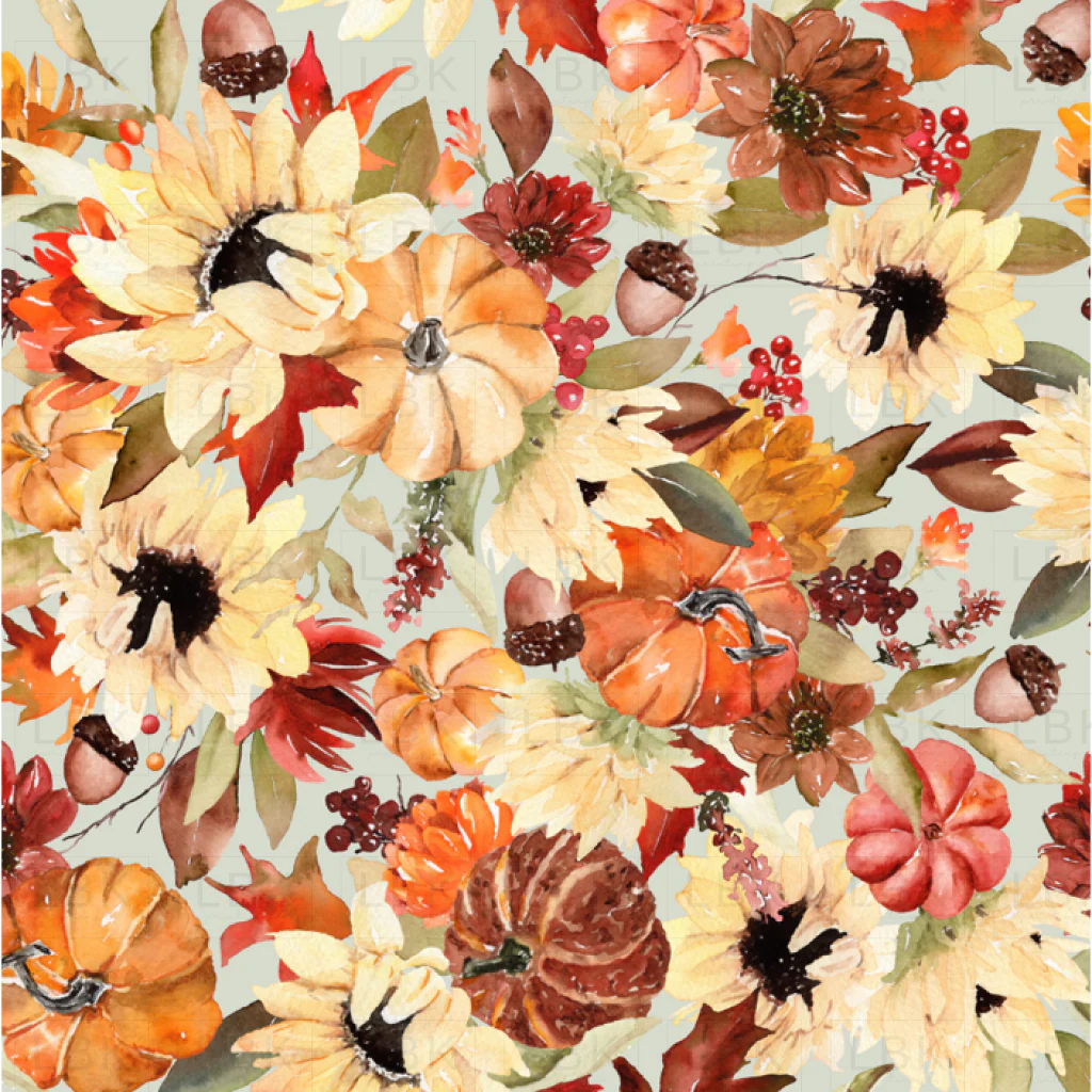 Fall Sunflowers, Pumpkins and Maple